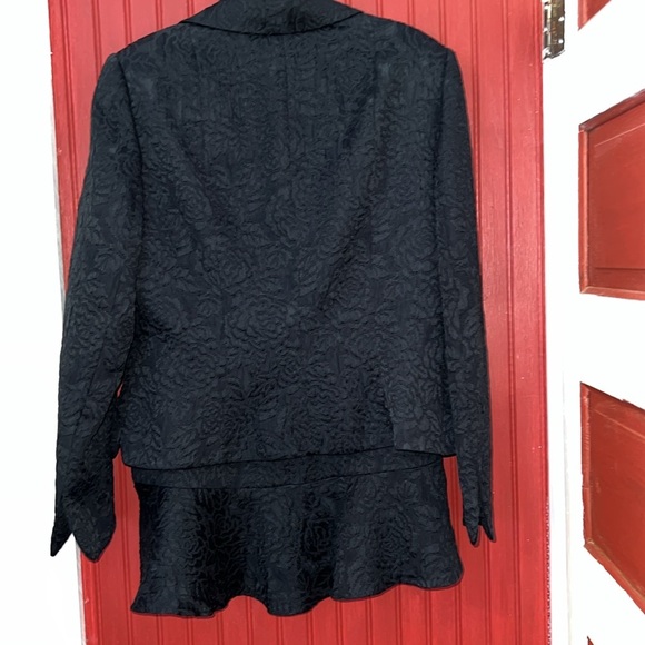 Vintage Albert Nipon Black Textured Blazer Tailored Skirt Jacket 2 Piece Suit 12 - Picture 2 of 10